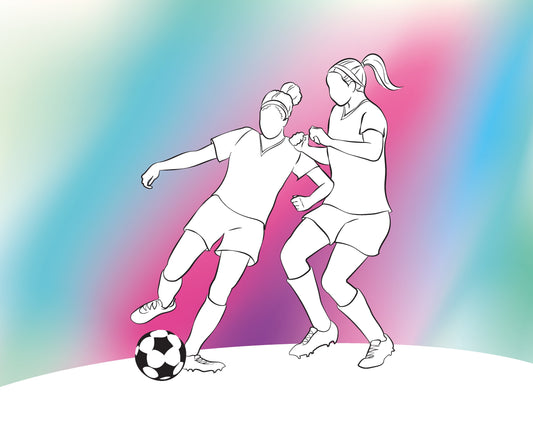 Origin Murals Girls Playing Football Blue 300cm X 240cm