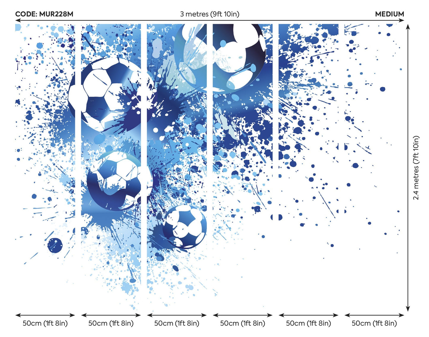Origin Murals Football Splash Blue 300cm X 240cm - Hot Tub Shop