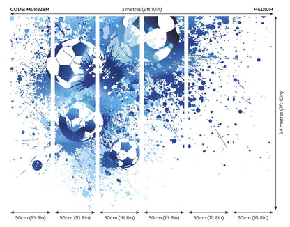 Origin Murals Football Splash Blue 300cm X 240cm - Hot Tub Shop