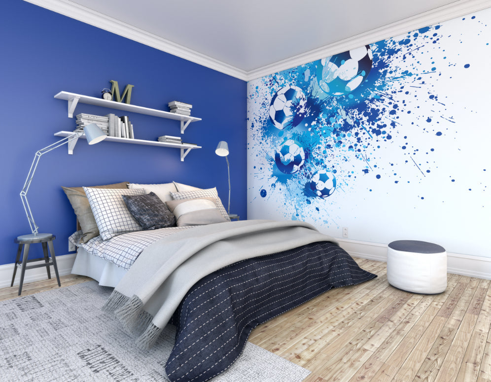 Origin Murals Football Splash Blue 300cm X 240cm - Hot Tub Shop