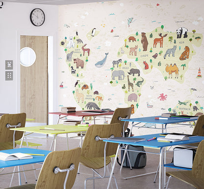 Origin Murals Childrens World Map Natural 350cm X 280cm