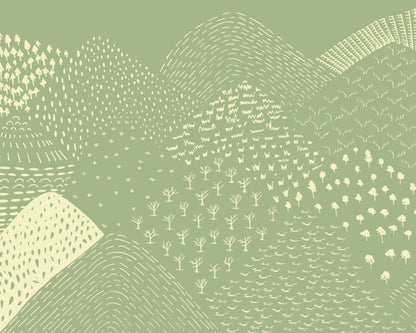 Origin Murals Abstract Fields Green 350cm X 280cm - Hot Tub Shop