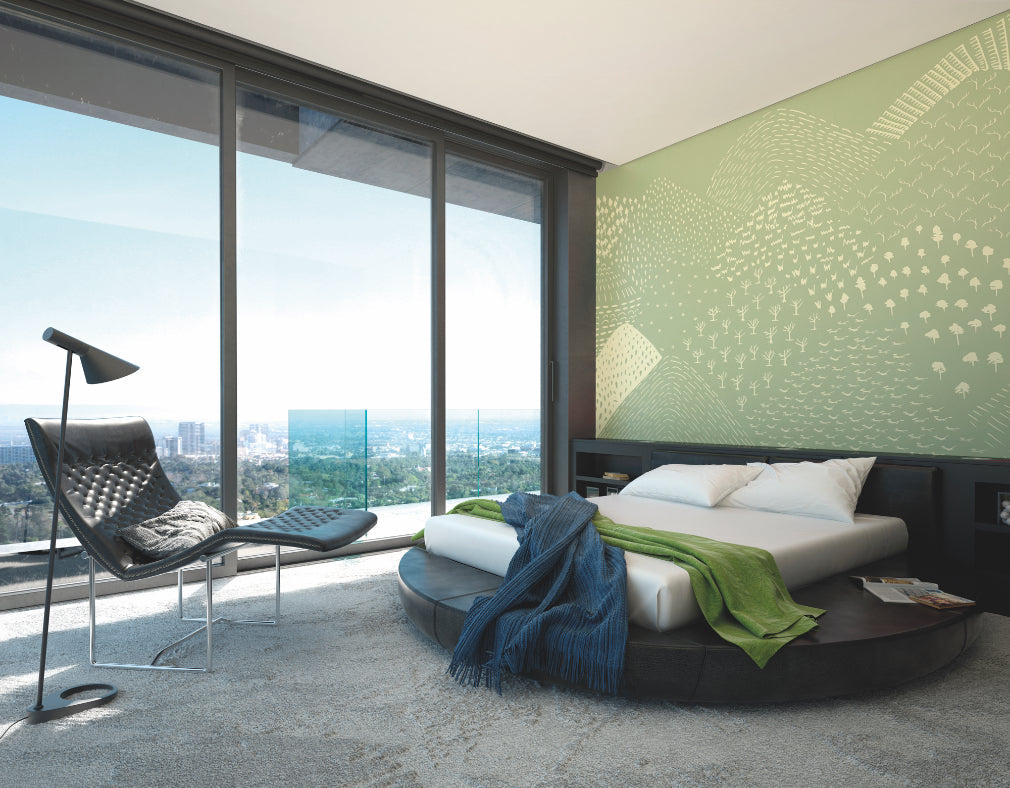 Origin Murals Abstract Fields Green 350cm X 280cm - Hot Tub Shop