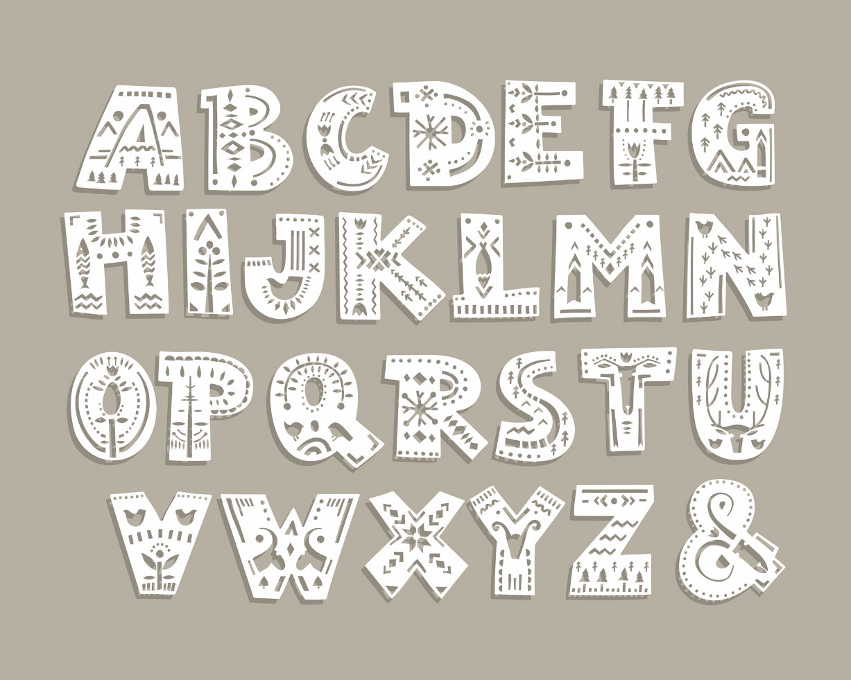 Origin Murals Alphabet Patterns Multi 300cm X 240cm X
