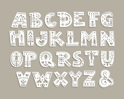 Origin Murals Alphabet Patterns Multi 300cm X 240cm X