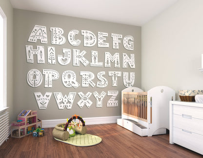 Origin Murals Alphabet Patterns Multi 350cm X 280cm