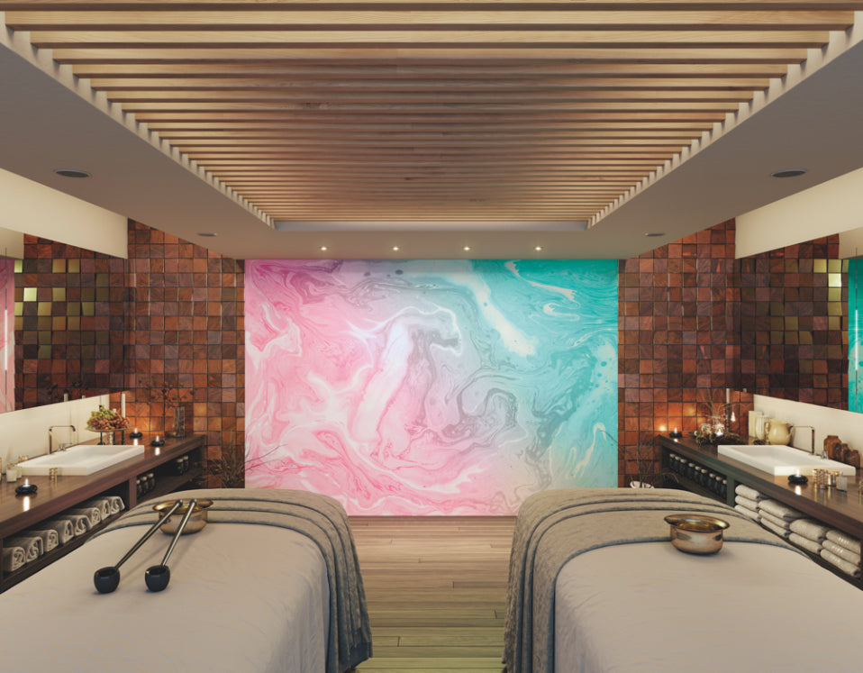Origin Murals Flowing Marble Pink 300cm X 240cm - Hot Tub Shop