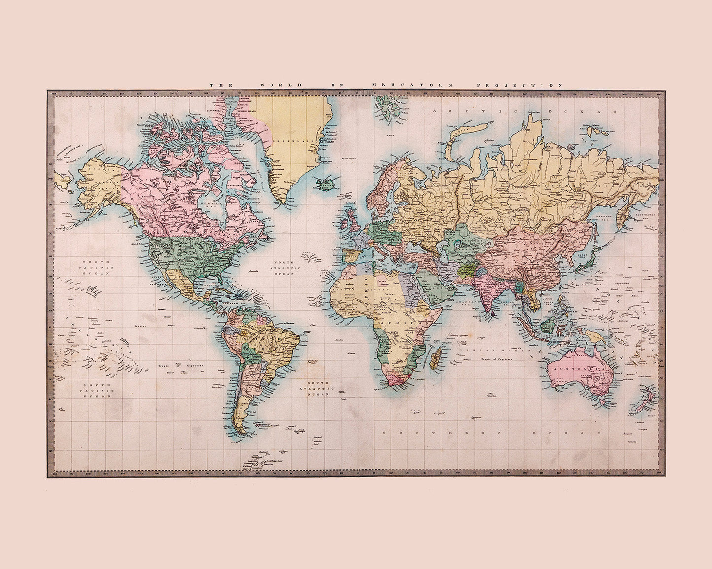 Origin Murals Historic World Map Natural 350cm X 280cm