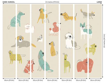 Origin Murals Happy Dogs Citrus Gold 350cm X 280cm