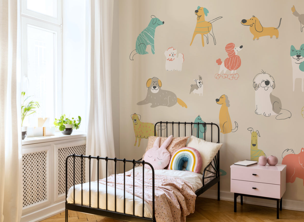 Origin Murals Happy Dogs Citrus Gold 350cm X 280cm