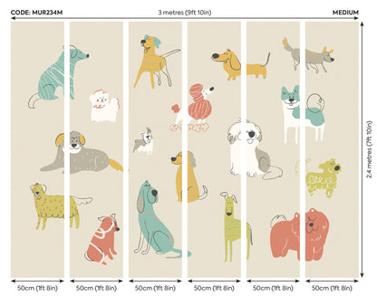 Origin Murals Happy Dogs Citrus Gold 300cm X 240cm