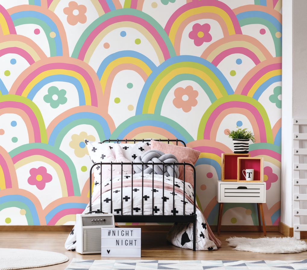 Origin Murals Rainbow Wobble Coral Pinks 350cm X 280cm - Hot Tub Shop