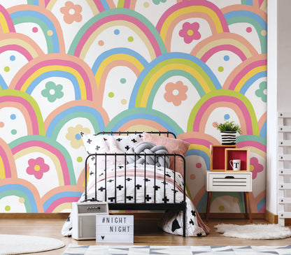 Origin Murals Rainbow Wobble Coral Pinks 350cm X 280cm - Hot Tub Shop