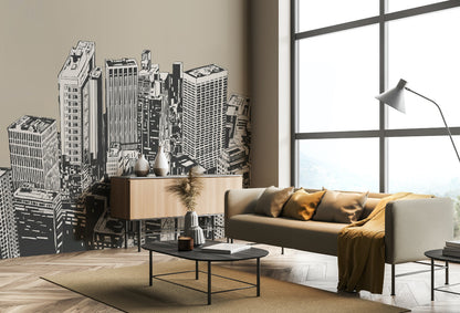 Origin Murals Urban City Skyscrapers Natural 300cm X 240cm