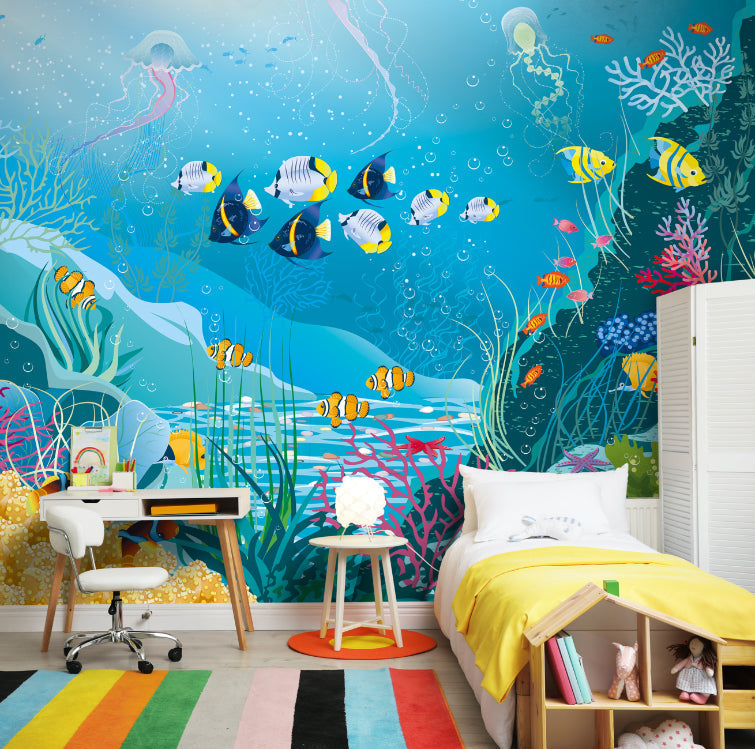 Origin Murals Under The Sea Adventure Aqua Blue 300cm X 240cm