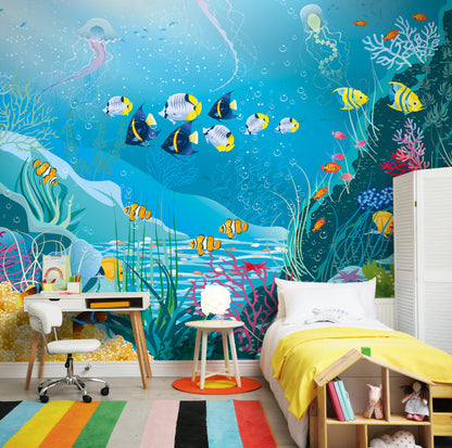 Origin Murals Under The Sea Adventure Aqua Blue 300cm X 240cm
