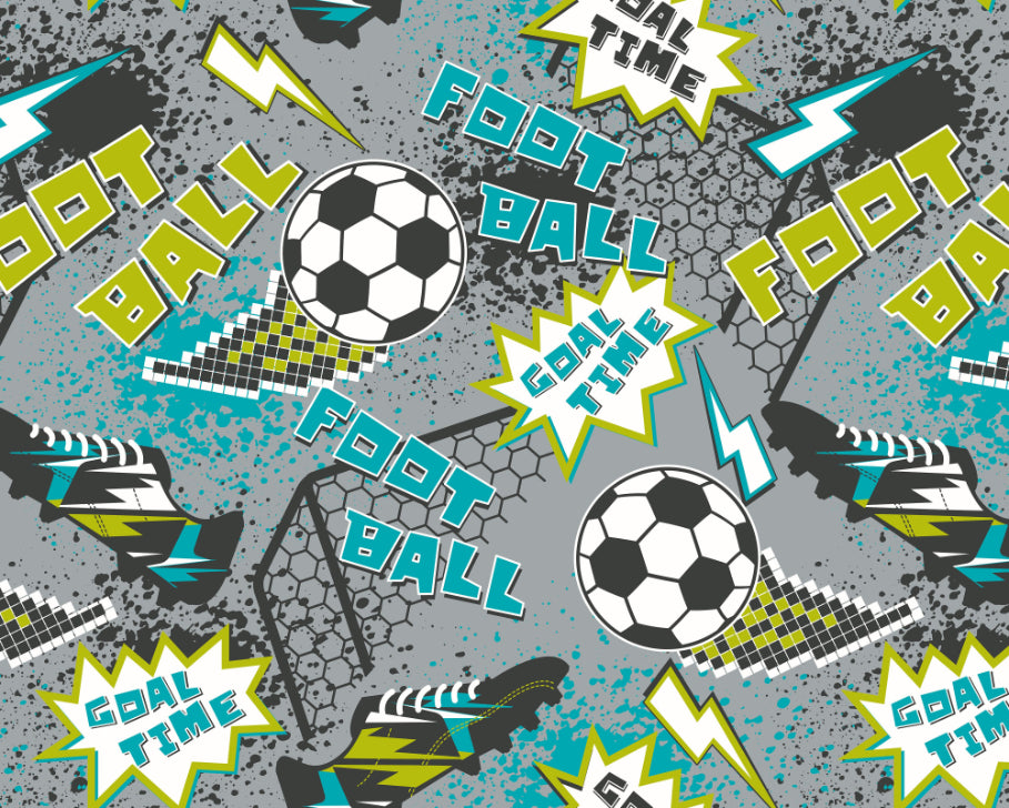 Origin Murals Graphic Pixel Footballs Grey 300cm X 240cm - Hot Tub Shop