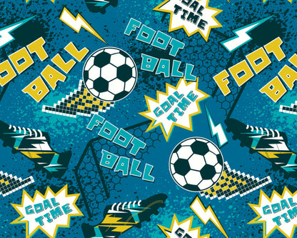Origin Murals Graphic Pixel Footballs Teal 350cm X 280cm