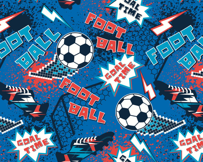 Origin Murals Graphic Pixel Footballs Blue 350cm X 280cm