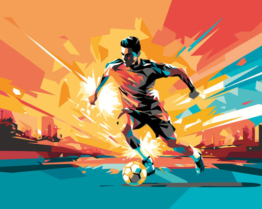 Origin Murals Football Player Abstract Landscape Orange 350cm X 280cm - Hot Tub Shop