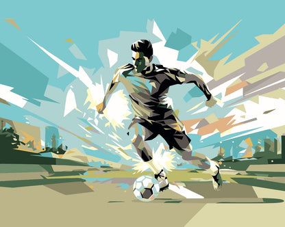 Origin Murals Football Player Abstract Landscape Blue 350cm X 280cm