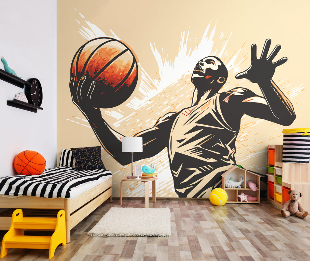 Origin Murals Graphic Basketball Player Orange 350cm X 280cm