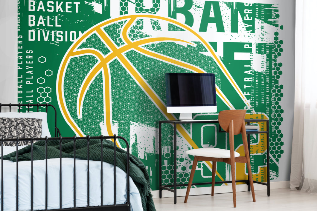 Origin Murals Modern Basketball Green 300cm X 240cm