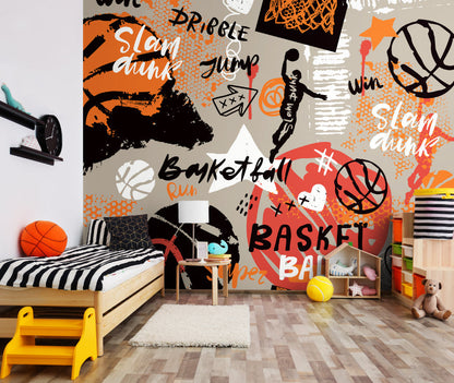 Origin Murals Graffiti Basketball Orange 350cm X 280cm - Hot Tub Shop