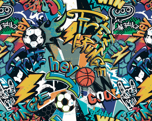 Origin Murals Sports Graffiti Blue 300cm X 240cm - Hot Tub Shop