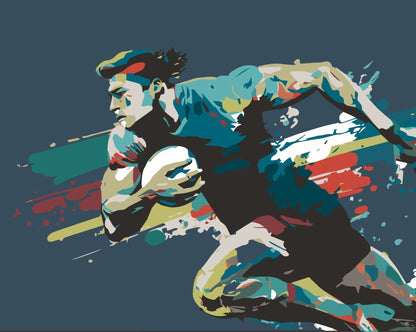 Origin Murals Rugby Player In Graphic Style Blue 350cm X 280cm