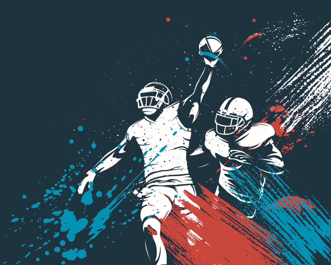 Origin Murals American Footballers Paint Splash Blue 350cm X 280cm
