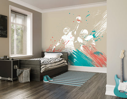 Origin Murals American Footballers Paint Splash Grey 350cm X 280cm