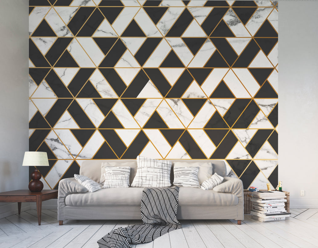Origin Murals Marbled Textured Geometric White 350cm X 280cm