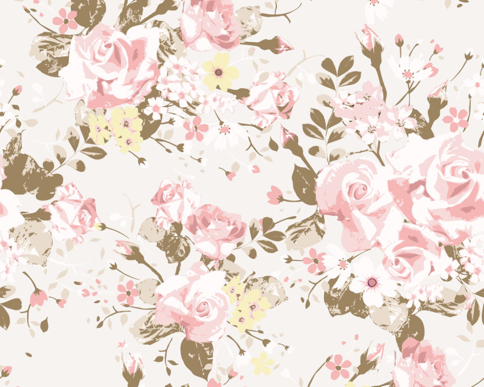 Origin Murals Vintage Rose Pattern Pink 350cm X 280cm