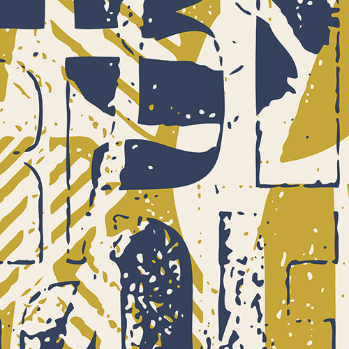 Origin Murals Letterpress Graffiti Navy Yellow 350cm X 280cm