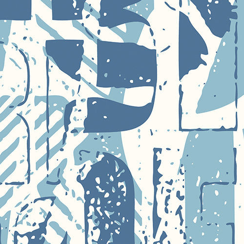 Origin Murals Letterpress Graffiti Denim Blue 300cm X 240cm