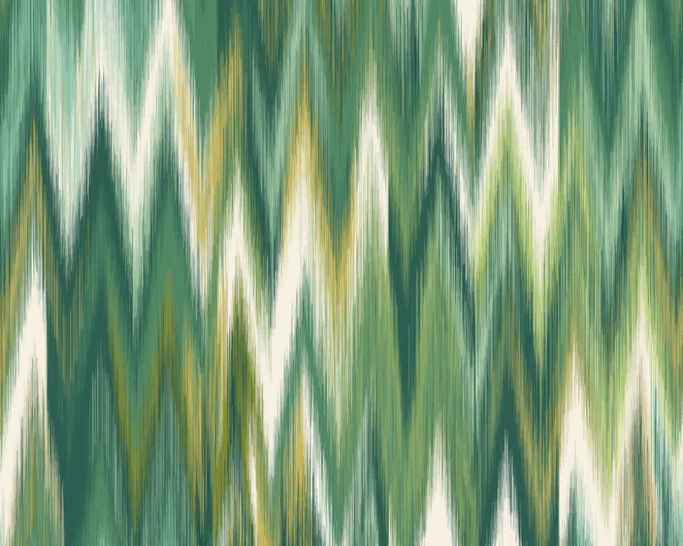 Origin Murals Ikat Zig Zag Forest Green 350cm X 280cm