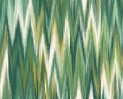 Origin Murals Ikat Zig Zag Forest Green 350cm X 280cm