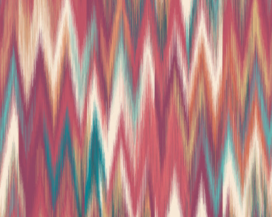Origin Murals Ikat Zig Zag Raspberry Red 350cm X 280cm