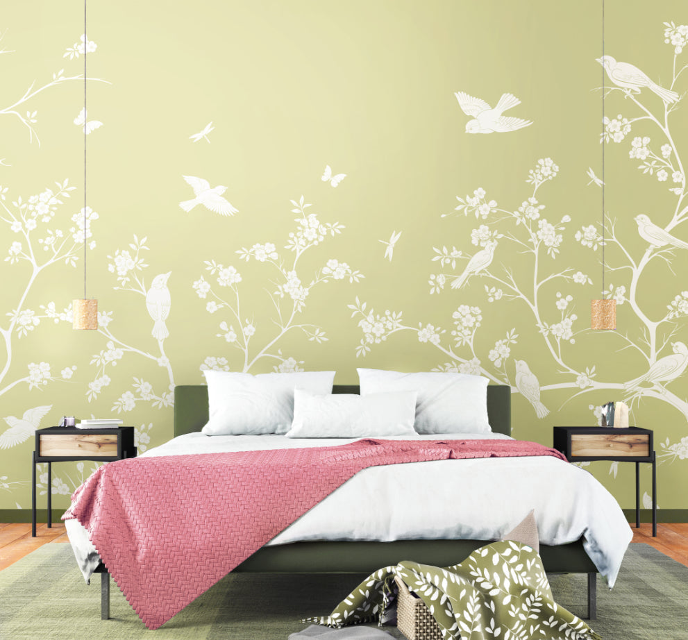 Origin Murals Blossom Trail Soft Green 300cm X 240cm