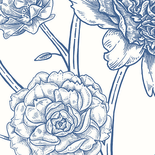 Origin Murals Jacobean Rose Trail Navy Blue 350cm X 280cm