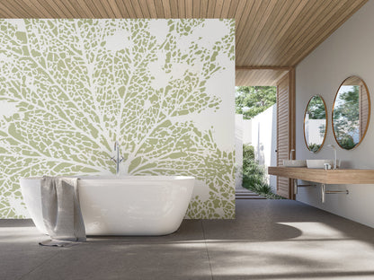 Origin Murals Skeleton Leaf Sage Green 350cm X 280cm