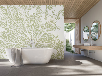 Origin Murals Skeleton Leaf Sage Green 300cm X 240cm