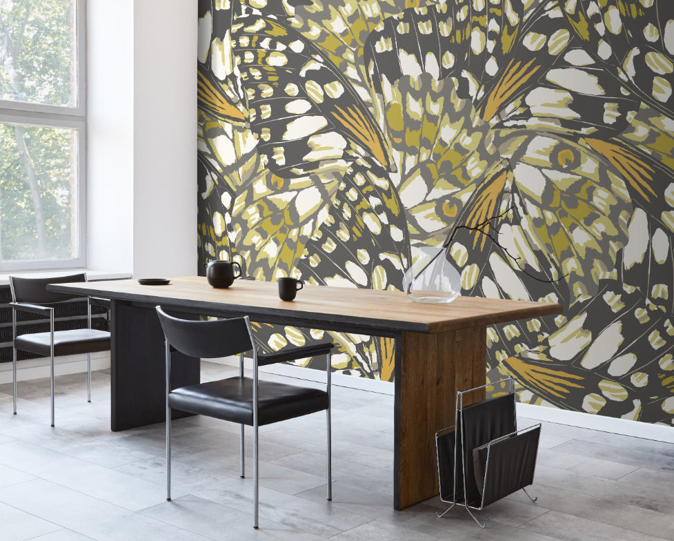Origin Murals Butterfly Wings Black Olive Green 350cm X 280cm