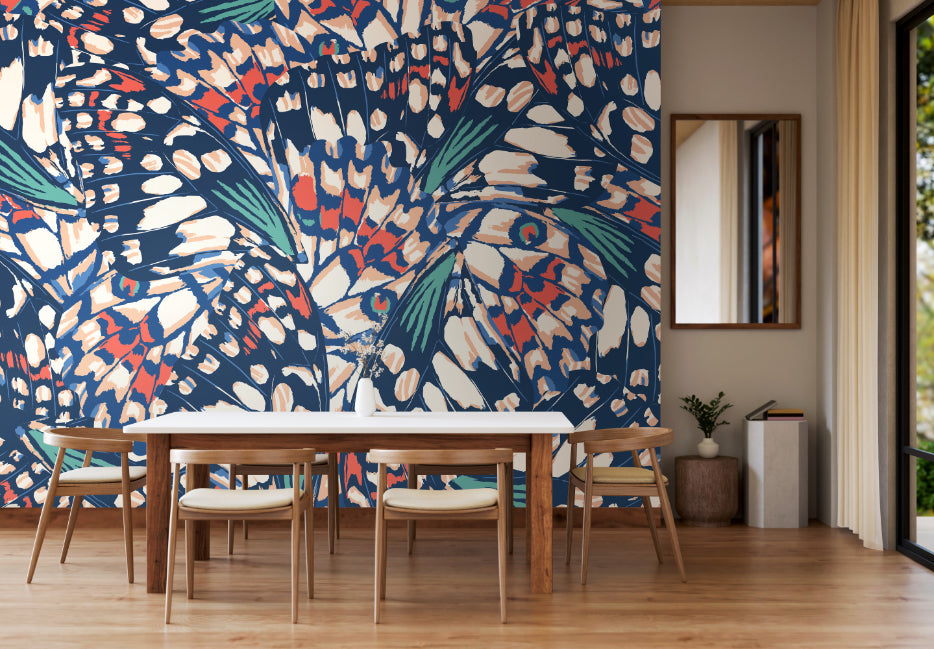 Origin Murals Butterfly Wings Navy Blue Coral 350cm X 280cm