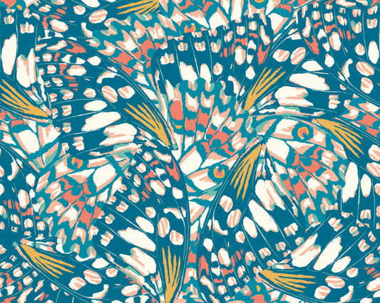 Origin Murals Butterfly Wings Teal Blue Orange 350cm X 280cm