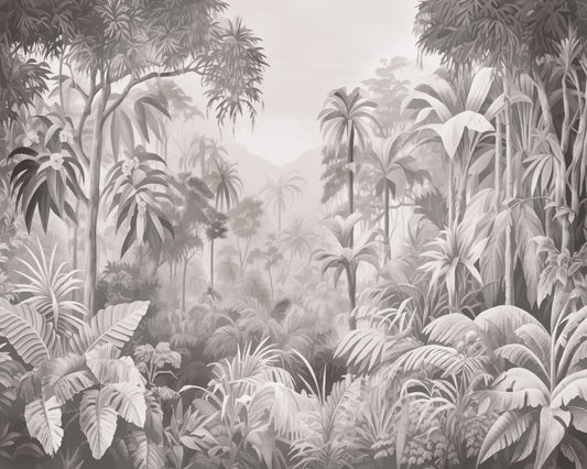 Origin Murals Jungle Trees Black White 350cm X 280cm