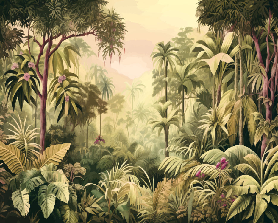 Origin Murals Jungle Trees Olive Green 350cm X 280cm