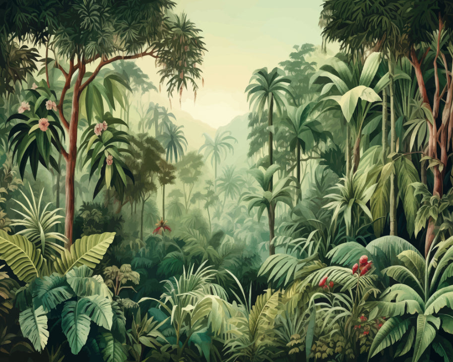 Origin Murals Jungle Trees Forest Green 300cm X 240cm - Hot Tub Shop