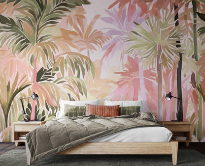 Origin Murals Pretty Palms Natural Blush 350cm X 280cm - Hot Tub Shop